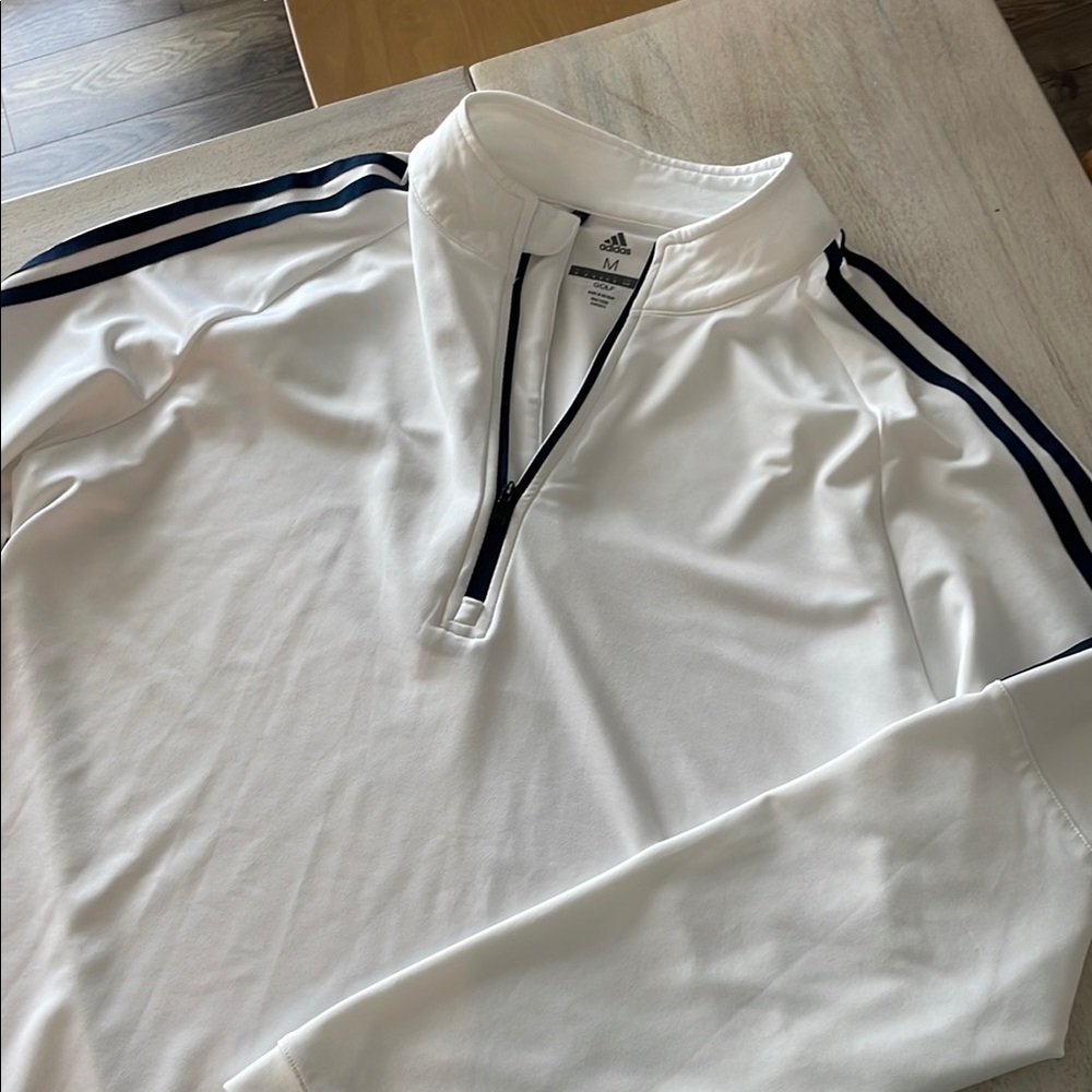Adidas White and Black Quarter-Zip Top